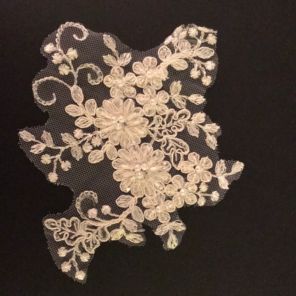 Beautiful hand beaded lace appliqués
